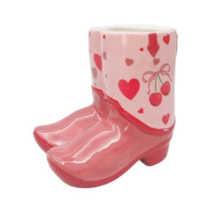 Cowboy Boots Cherry Planter Pink 16cm