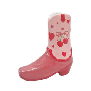 Cowboy Boots Cherry Vase Pink 19cm