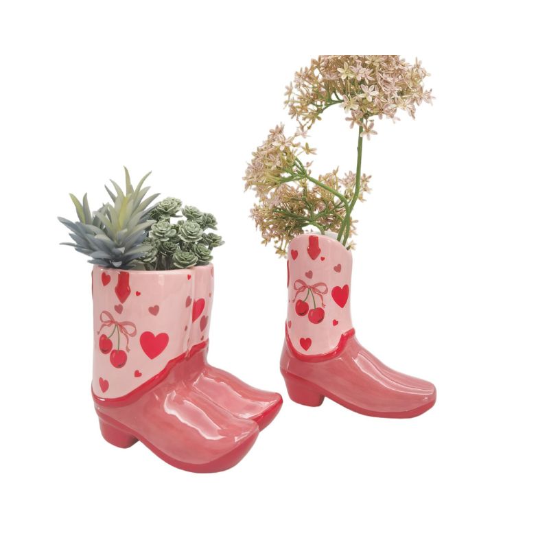 Cowboy Boots Cherry Vase Pink 19cm…