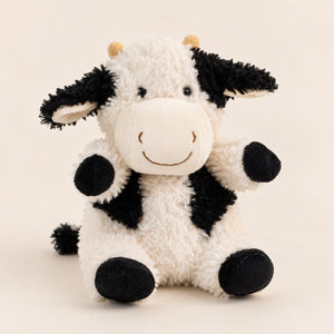 Curly Cow Soft Toy White & Black 18cm plush toy with soft fluffy fabric and smiling face by Love Shack Giftware