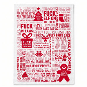 Annabel Trends F Word Xmas Red cotton tea towel with festive red typography