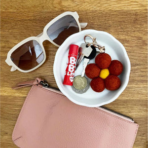 Felt Flower Keychain Deep Red - Love Shack Giftware