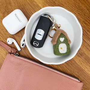 Home Dweller – Felt House Keychain – Green – Love Shack Giftware