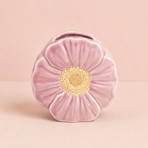 Pink decorative item with a gold center on a pink background-Loveshack Giftware