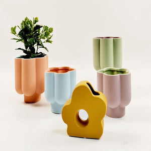 Groovy Flower Planter Coral & Blue 16.5cm – Love Shack Giftware