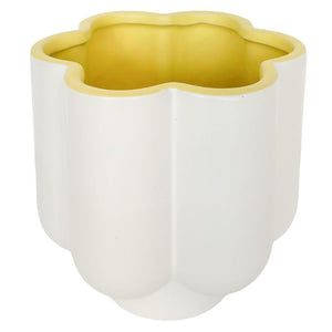 Groovy Flower Planter White & Yellow 16.