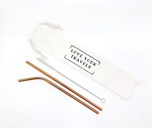 Rose Gold Stainless Steel Straws Love Your Travels – Love Shack Giftware