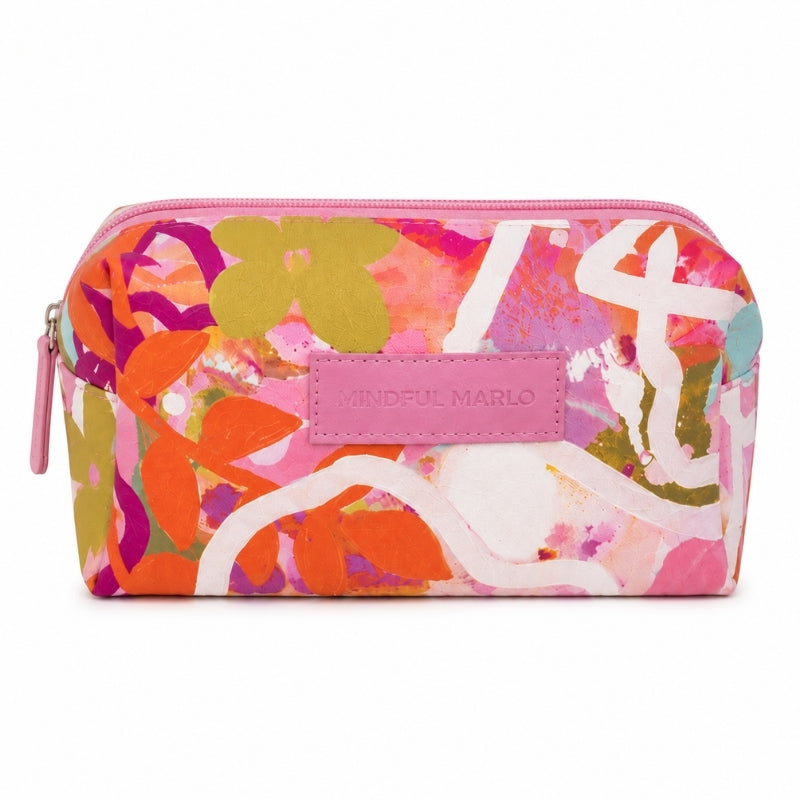 Mindful Marlo Ivy colorful abstract makeup and cosmetic bag on white background