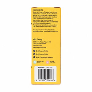 Oh Flossy Pineapple Lip Gloss for Kids displayed in yellow packaging