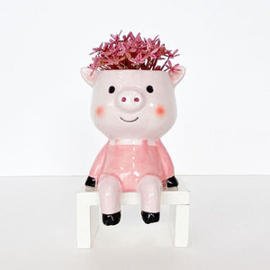 Sitting Pig Planter Light Pink & Pink 14 (1)