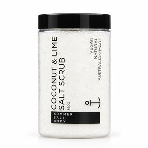 Summer Salt Body Coconut and Lime Salt Scrub 350g tub on white background
