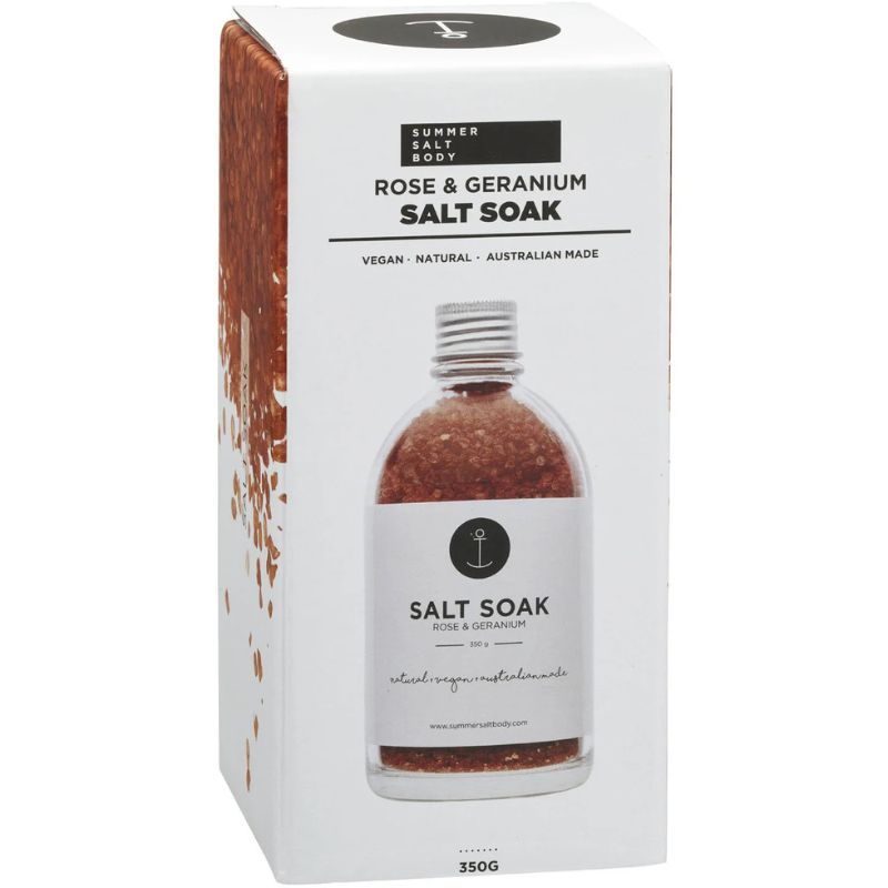 Summer Salt Body – Salt Soak Rose & Geranium – 350g – Love Shack Giftware