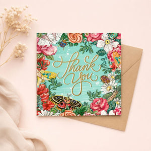 Elegant botanical thank you card with kraft envelope
