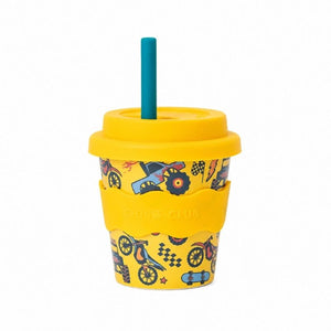 Wheelies Babychino Cup (4 oz) and a blue straw on a white background