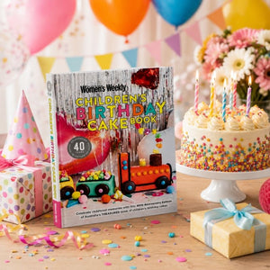 Children's Birthday Cake Book with birthday cake and decorations