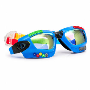 Bling2o Gamer Console Cobalt swim goggles with mirrored lenses and gaming-inspired blue frame