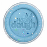Ice Queen Playdough in reusable jar with sparkling glitter on a white background