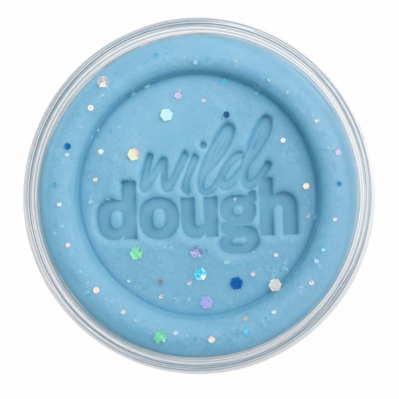 Ice Queen Playdough in reusable jar with sparkling glitter on a white background