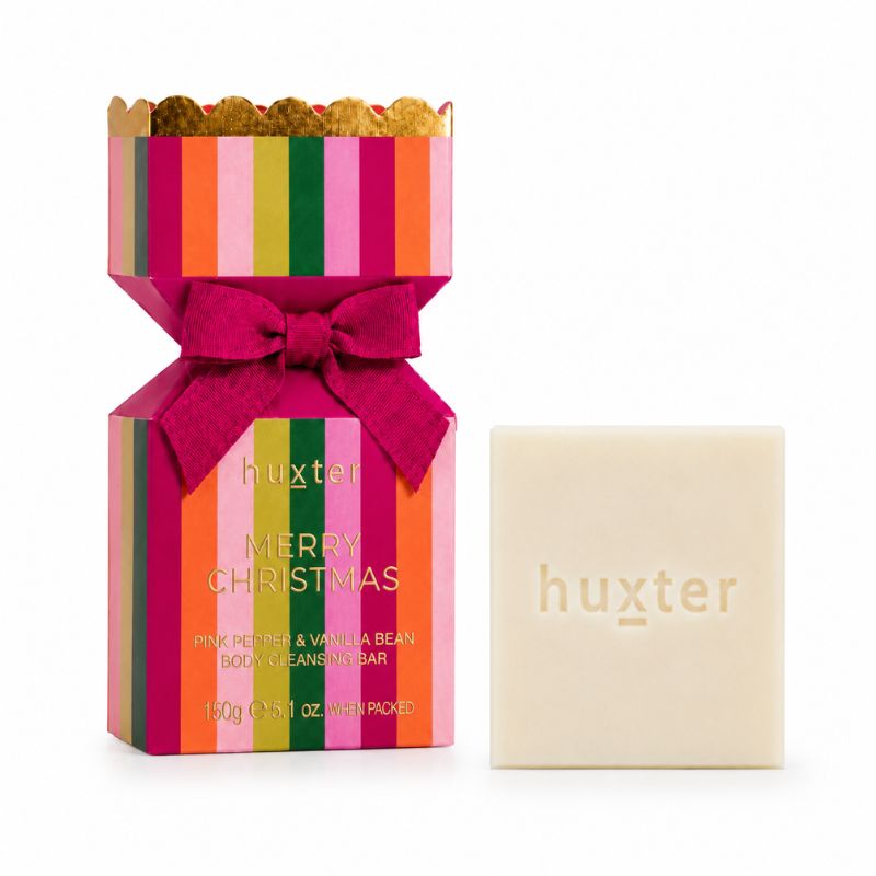 Huxter Pink Pepper & Vanilla Bean 150g Body Cleansing Bar with Merry Christmas gift box
