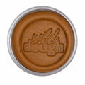 Chocolate Brown Playdough in reusable jar with smooth chocolate finish on a white background