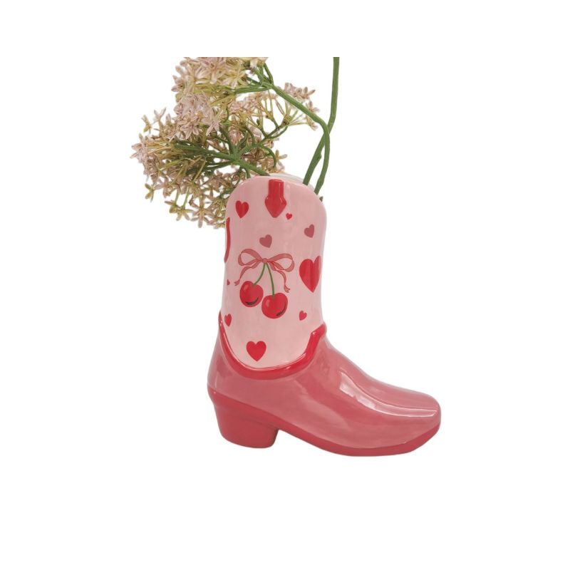 Cowboy Boots Cherry Vase Pink 19cm…..