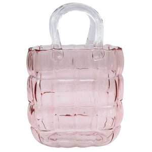 Cushioned Handbag Glass Vase Pink Sm 23c 1