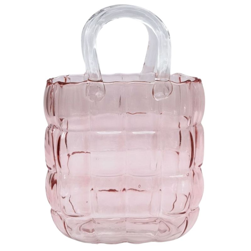 Cushioned Handbag Glass Vase Pink Sm 23c 1