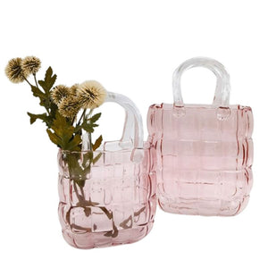 Cushioned Handbag Glass Vase Pink Sm 23c 2
