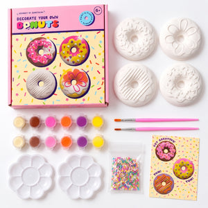 Decorate Your Own Donuts kit with plaster donuts, paints, palettes and brushes