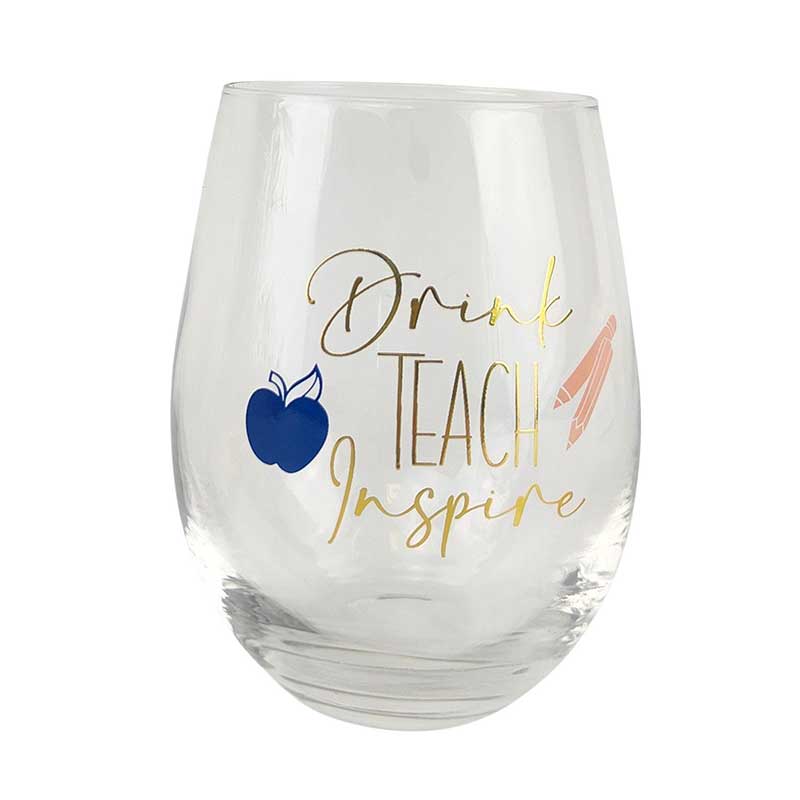 Drink Teach Inspire Wine Glass Navy & Pink – Love Shack Giftware