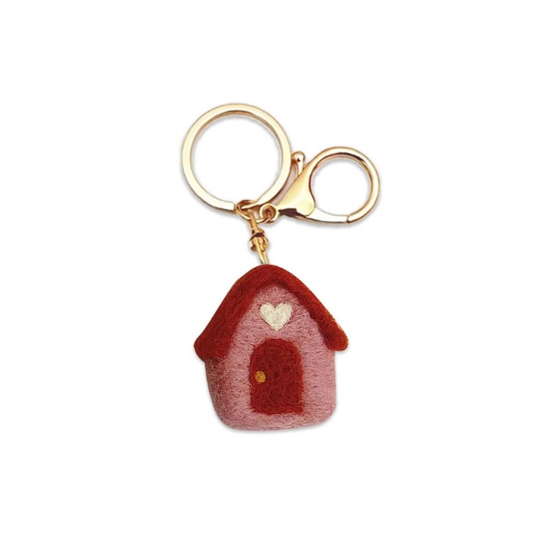 Home Dweller – Felt House Keychain – Pink – Love Shack Giftware