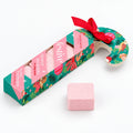 Annabel Trends Festive Candy Cane Shower Steamers 4pc gift box with pink steamer on white background