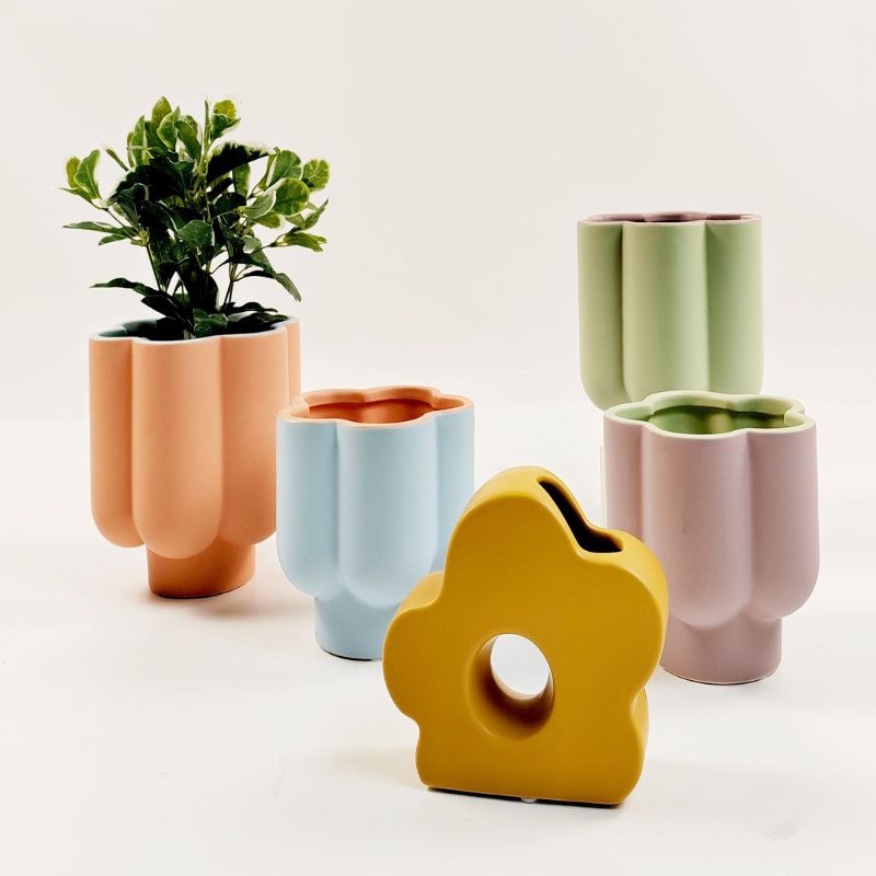 Groovy Flower Planter Purple & Green – 13cm – Love Shack Giftware