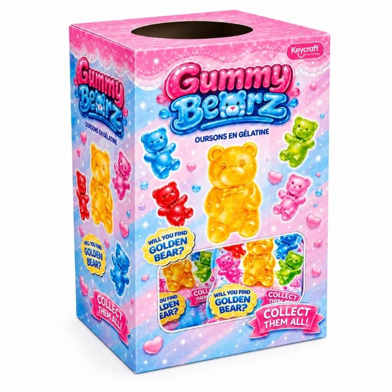 Gummy Bearz mystery pack upright on a pure white background in a packaging box