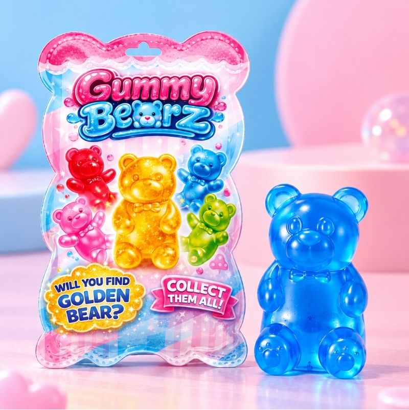 Gummy Bearz Mystery Squish pack with colourful gummy bear toy