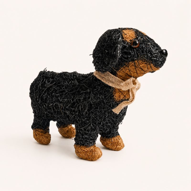 Dachshund dog planter brown on clean white beige background
