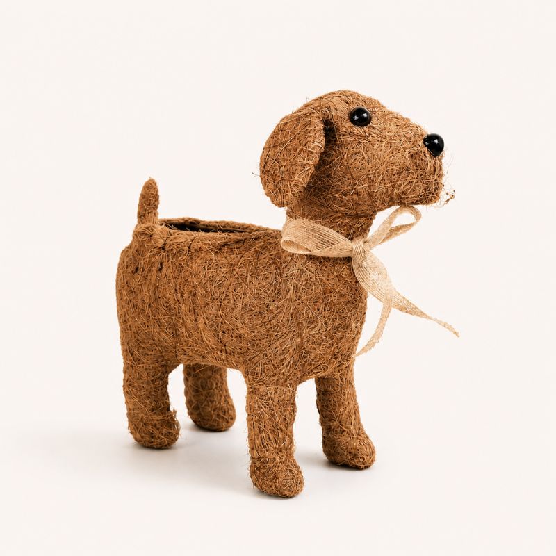 HUSK dog planter brown 32cm on clean white beige background