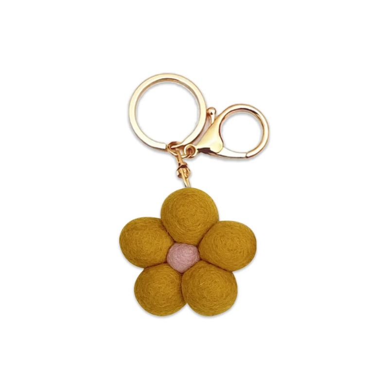 Home Dweller Felt Flower Keychain Yellow - Love Shack Giftware