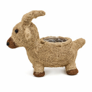 HUSK natural brown goat-shaped planter made from coconut fibre