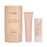 huxter lip and hand cream duo with lip balm on a white background