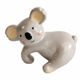 A ceramic koala figurine in a light gray glaze with beige inner ears, a black nose, and pink cheek details, shown on a plain white background.-Koala Pot Hanger