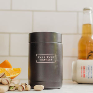 Love Your Travels Insulated Can Holder – Black – Love Shack Giftware