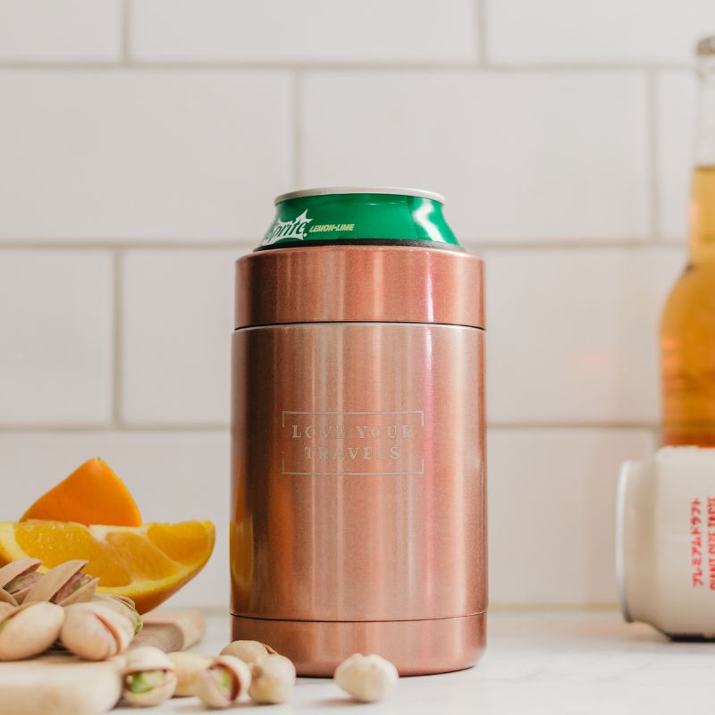 Love Your Travels – Rose Gold Insulated Can Holders – Love Shack Giftware
