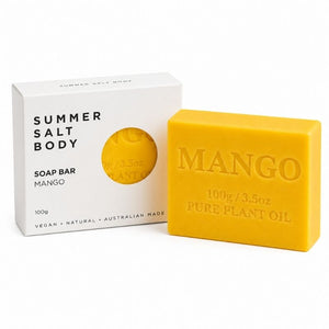 Mango Soap Bar - 100gr in a 'Summer Salt Body' packaging on a white background