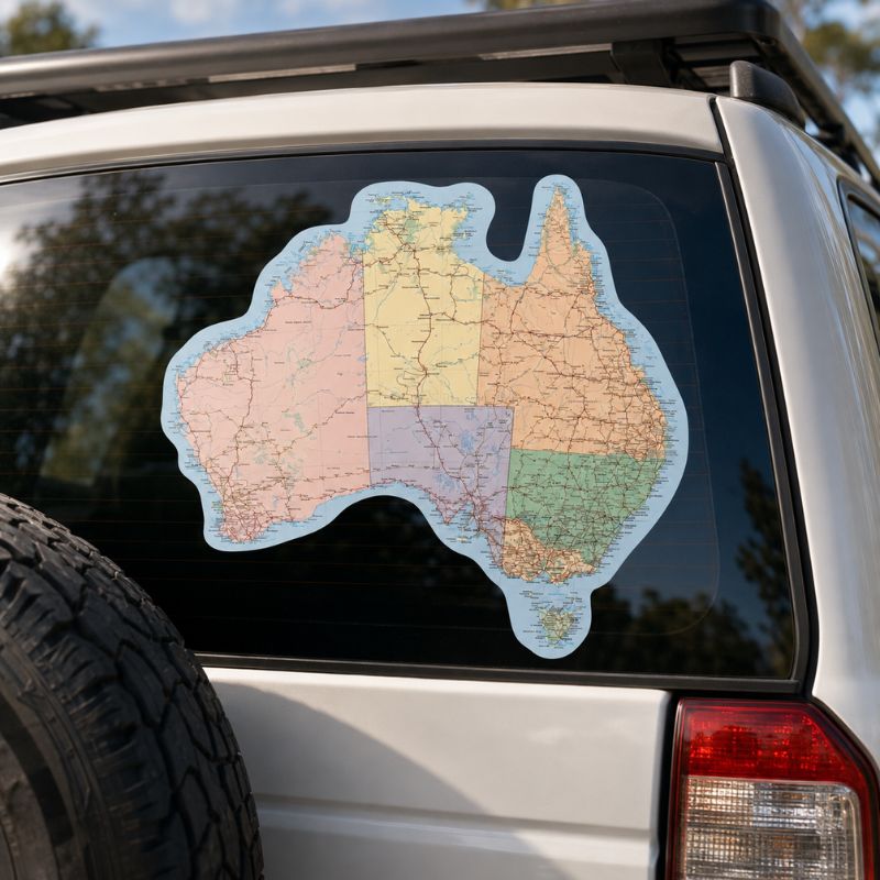 Map of Australia decal on a car window - Loveshack Giftware
