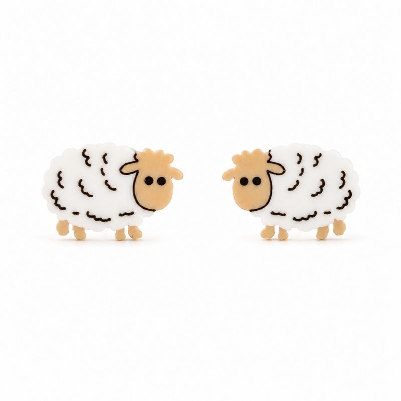 Mini Sheep Stud Earrings on a white background