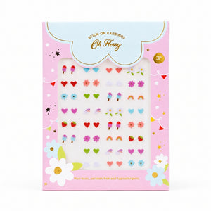 Oh Flossy Kids Stick-On Earrings colourful set with 30 designs