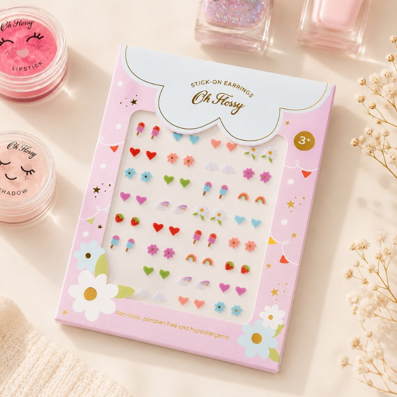 Oh Flossy Kids Stick-On Earrings pink packaging front