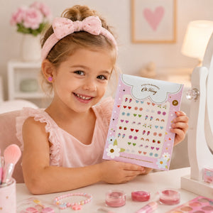 Oh Flossy Kids Stick-On Earrings lifestyle mockup with young girl