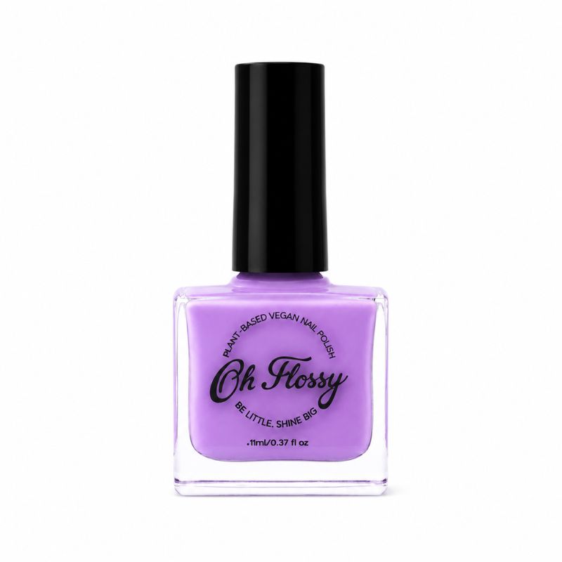 Oh Flossy purple kids nail polish bottle on white background